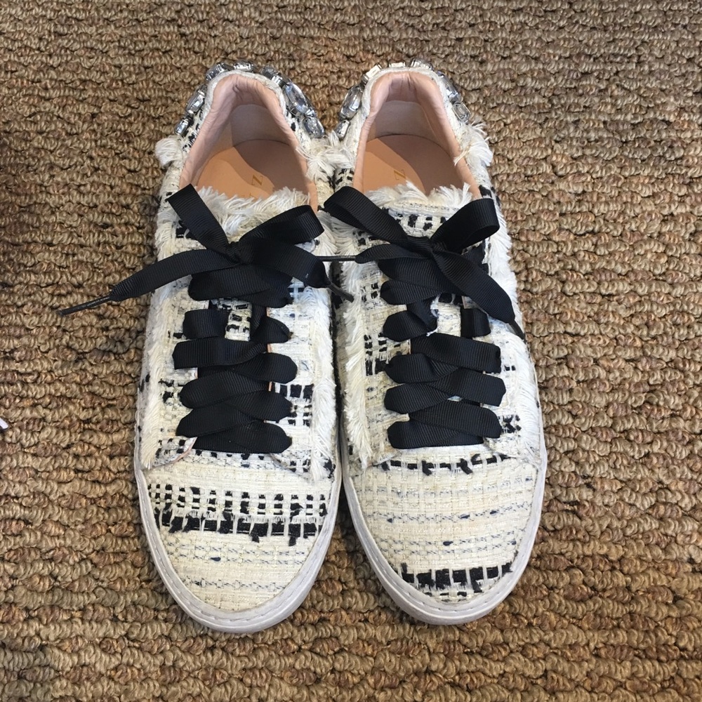 Zara Rhinestone Tweed Sneakers